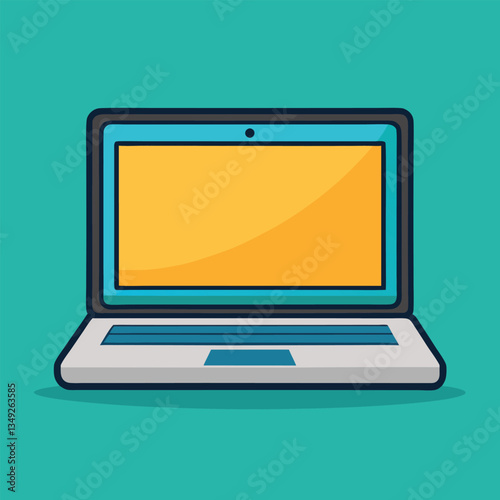 Vector illustration of a blank silver laptop computer screen for business and technology design