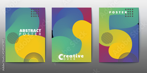 abstract poster design, Abstract wavy liquid background. Gradient mesh. Variation set. Blue green saturated vivid color blend. Modern design template for posters, ad banners, brochures, flyers, covers