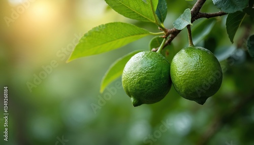Wallpaper Mural Close-up of fresh green limes hanging on tree branch with vibrant green leaves. Tropical citrus fruits ready for harvest. Healthy eating and organic food concept. Vitamin C source. Torontodigital.ca