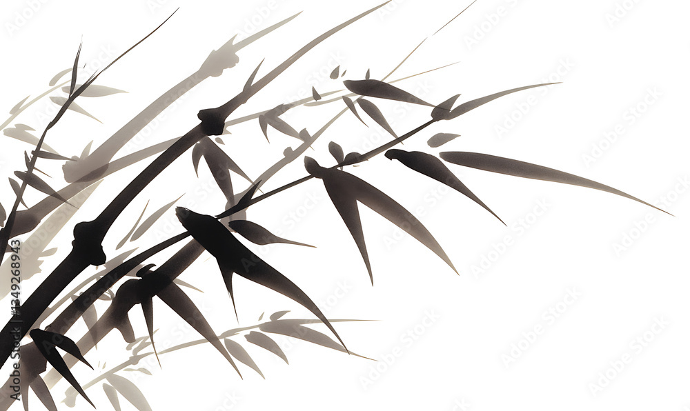 Obraz premium .Illustration of trees, leaves, grass and various botanical elements on a white background.