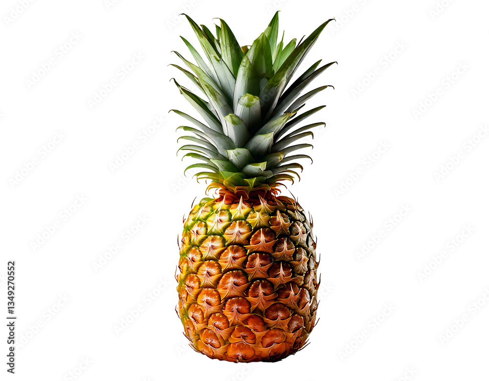Fototapeta premium ripe, sweet pineapple, a popular tropical fruit often used in juices, desserts, and savory dishes, isolated on a light background, perfect for food advertising and culinary visuals