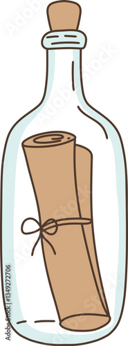 Old bottle with letter illustration