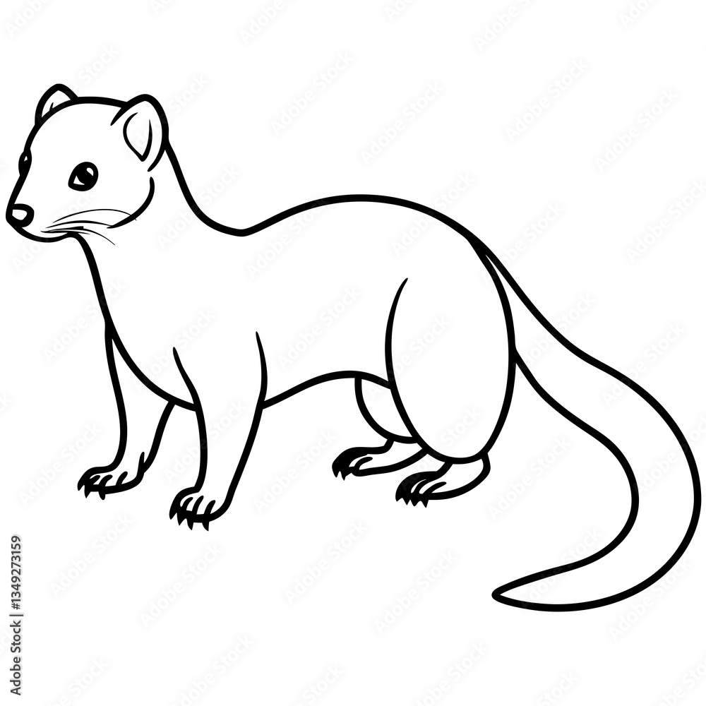 Weasel Outline: A sleek illustration of a weasel, capturing the elegant lines of the animal in a clean, artistic representation. Emphasizing form and shape. Weasel Outline: A sleek illustration of a weasel, capturing the elegant lines of the animal in a clean, artistic representation. Emphasizing form and shape.
