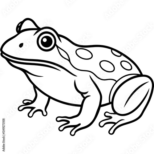 Amphibious Outline: A clean line drawing showcases a frog, exuding simplicity and graphic appeal