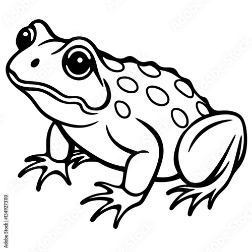 Frog Outlined: An illustrated, detailed outline of a frog is featured, providing a clean and versatile graphic for various design purposes.