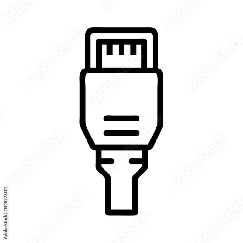 electric Ethernet plug outline icon, isolated vector illustration