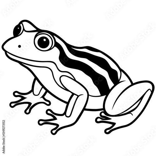 Leaping Lines: A monochrome depiction of a frog, its form defined by bold outlines, poised mid-jump and showcasing artistic simplicity