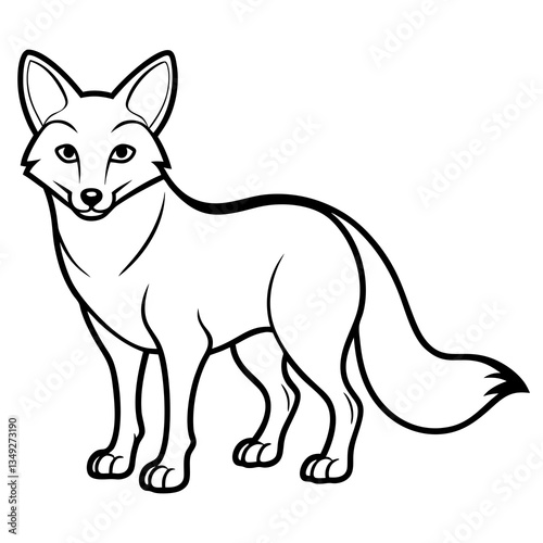 Fox Illustration: A simplified black and white illustration of a fox standing with a confident pose, perfect for coloring or graphic designs.