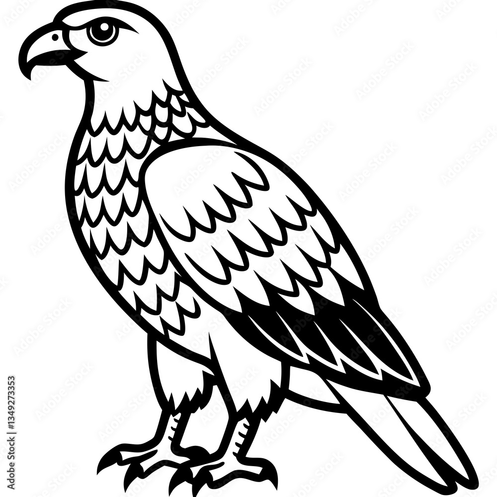 Fototapeta premium Majestic Eagle Emblem: A strong eagle, a symbol of power and freedom, stands proudly in a clean, graphic style, representing strength and soaring ideals.