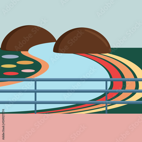 Colorful Rainbow Landscape Illustration