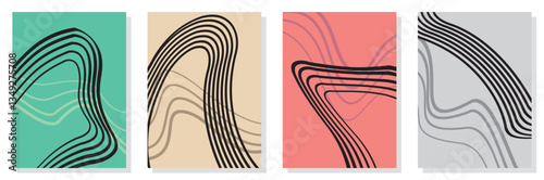 Set of abstract minimalist digital artwork illustrations for wall decoration, postcard, poster, brochure cover design and others.
