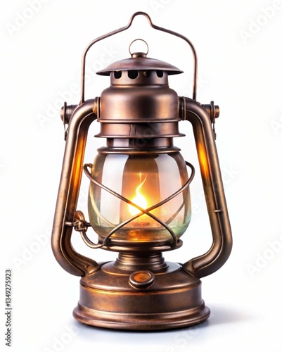 old oil lamp on white