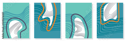 Set of abstract minimalist digital artwork illustrations for wall decoration, postcard, poster, brochure cover design and others.
