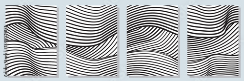 Set of abstract minimalist digital artwork illustrations for wall decoration, postcard, poster, brochure cover design and others.
