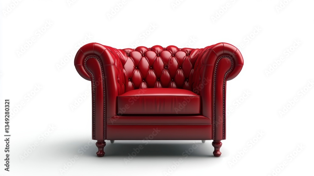 Fototapeta premium Red leather armchair isolated on white background. (1)