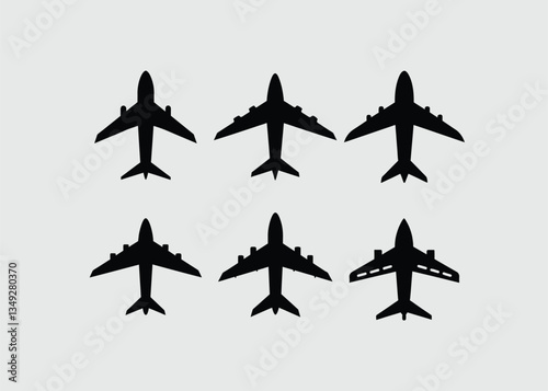 Set of airplanes silhouettes, airplane vector Illustration icon on white background