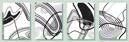 Set of abstract minimalist digital artwork illustrations for wall decoration, postcard, poster, brochure cover design and others.
