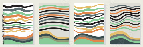 Set of abstract minimalist digital artwork illustrations for wall decoration, postcard, poster, brochure cover design and others.
