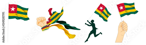 Vector illustration of Togo flag composition on transparent background