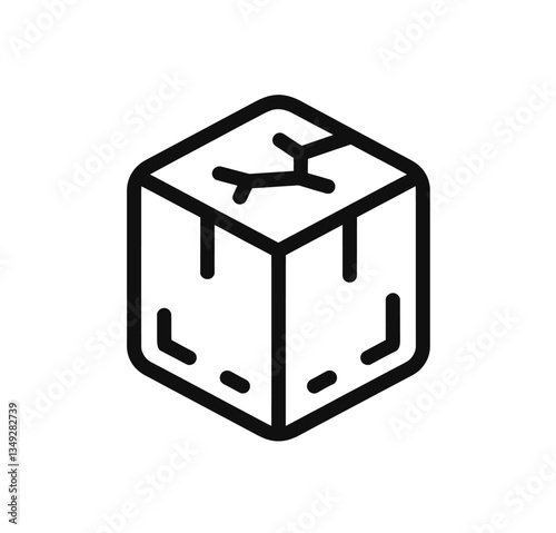Ice cube icon vector in black color with white background
