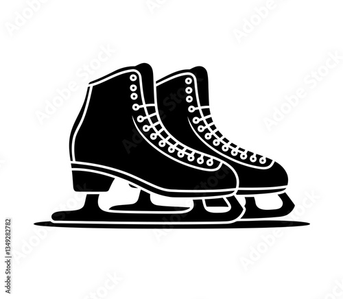 Ice skates, ice skating shoes icon vector in black color with white background