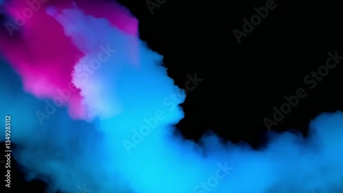 Pink and Blue Ink Swirl Collision: Paint Mixing in Water