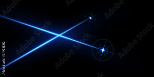 Abstract blue laser beam. Isolated on a transparent black background.
