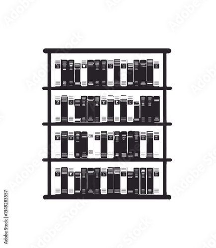 Book rack, book shelve icon vector in black color with white background. Library book rack, school book rack.
