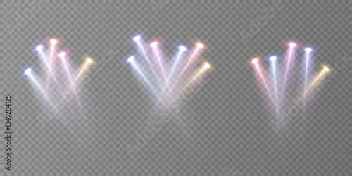 Stage lighting with LED strobes. Laser light show. Empty stage before the performance. Spotlights on a dark background.