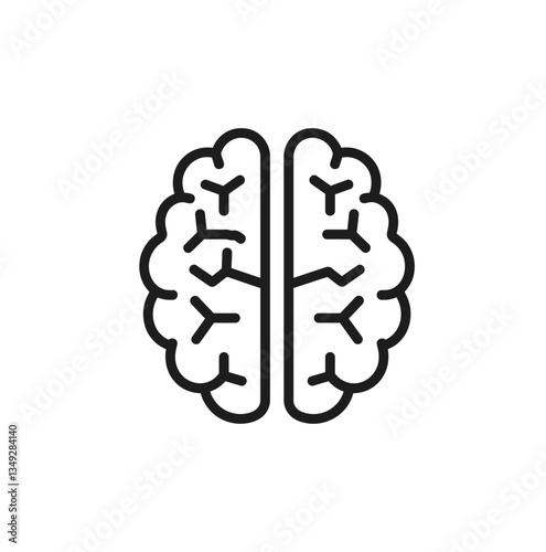 Human brain icon vector in black color with white background
