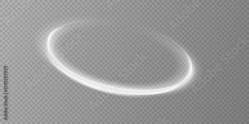 Glowing white spiral. Speed ​​abstract lines effect. Rotating shiny rings. Glowing circular lines. Glowing ring trail. Vector.