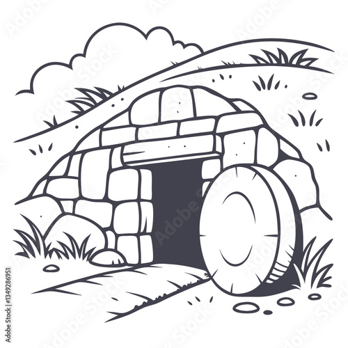 Ancient Stone Tomb Illustration for History, Religion, and Biblical Stories

