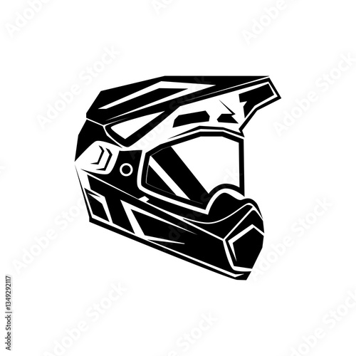 Supermoto Motocross helmet logo design template emblem badge.