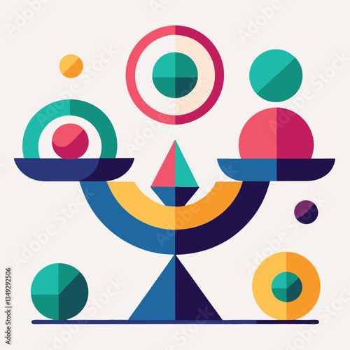 Abstract geometric design of a balance scale representing harmony and equilibrium