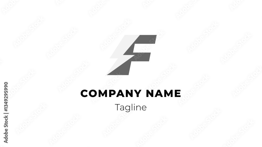 F modern flat design logo with blitz F modern flat design logo with blitz