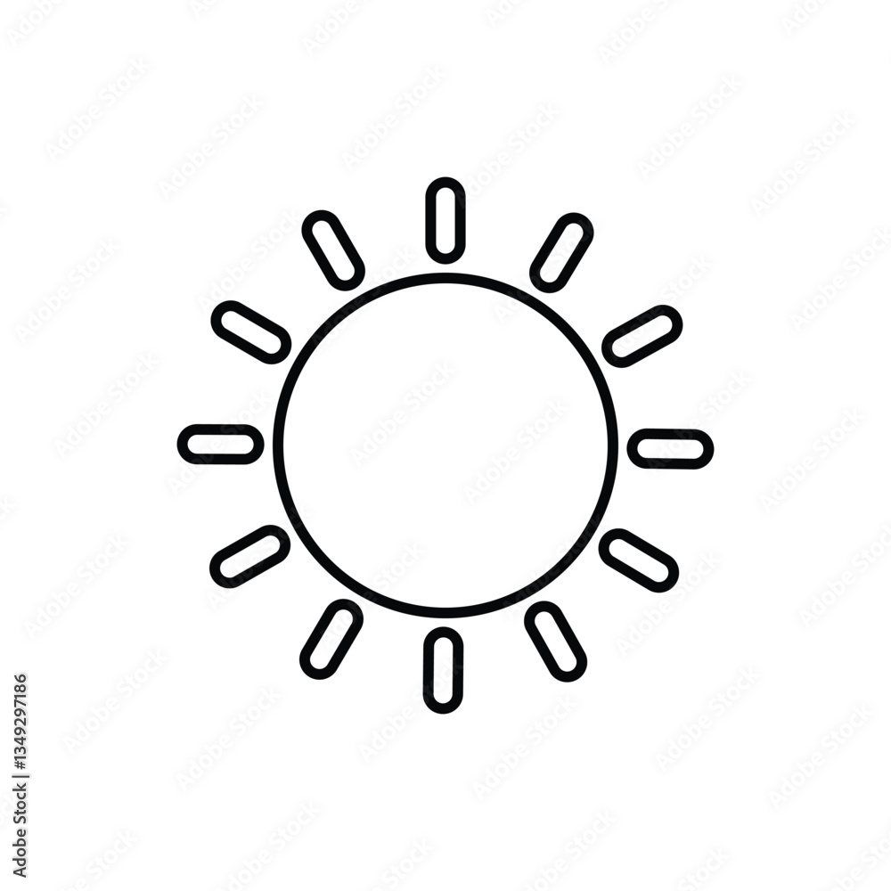 Sun Icon Vector Illustration Line Art Brightness, Intensity Settings Sun Icon Vector Illustration Line Art Brightness, Intensity Settings