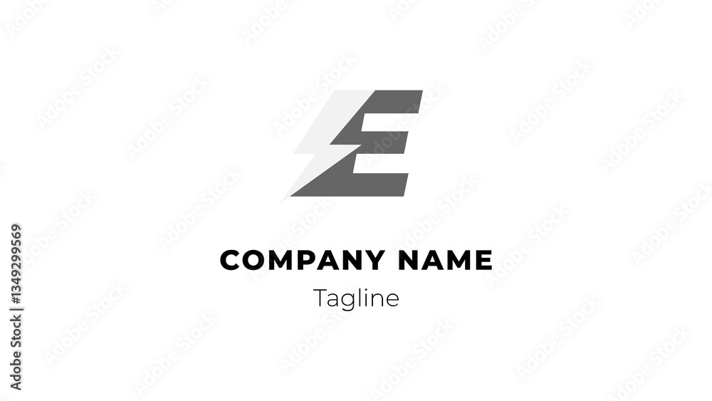 E modern flat design logo with blitz E modern flat design logo with blitz