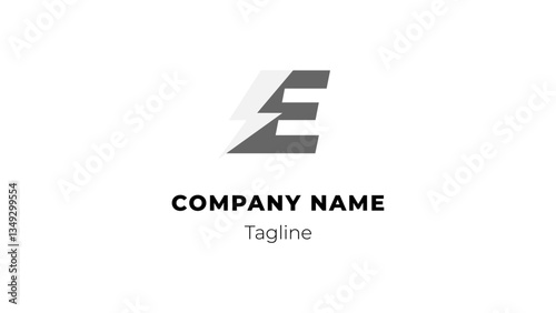 E modern flat design logo with blitz 