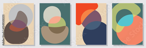 Set of abstract minimalist digital artwork illustrations for wall decoration, postcard, poster, brochure cover design and others.
