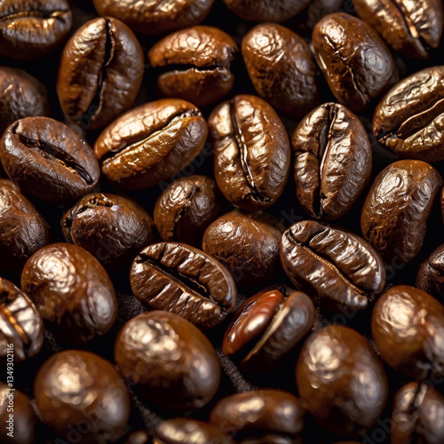 Colombian coffee bean close-up in high detail