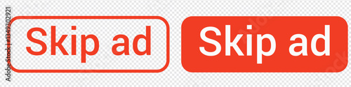 Skip ad button icon in trendy black flat style. skip advertisement icon for website design, online video player. Skip ads symbol, icon. Advertisement text isolated on transparent background. 