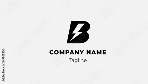B modern flat design logo with blitz 