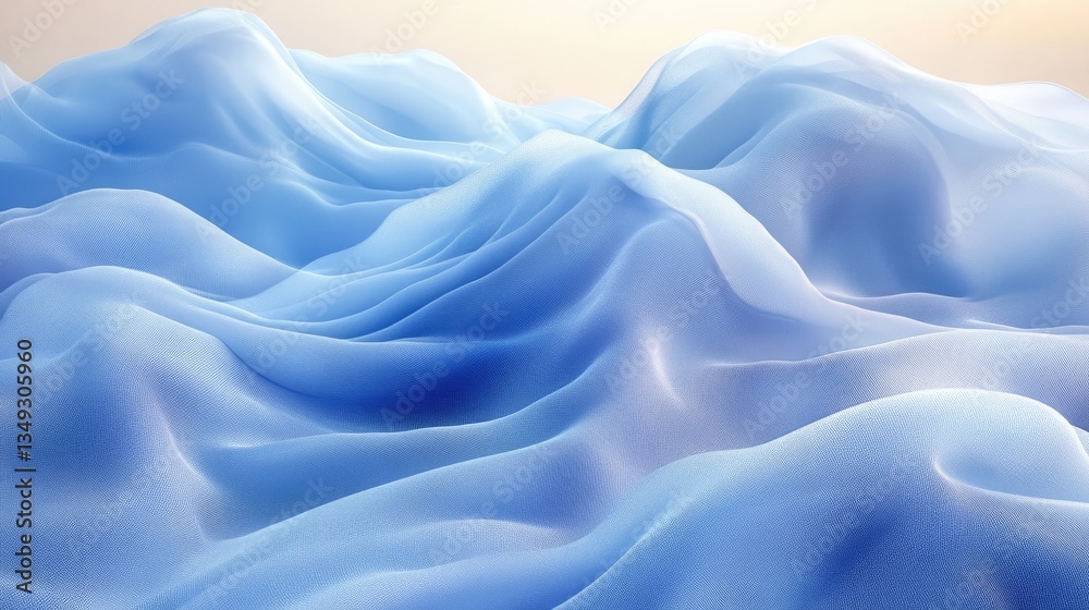 Abstract flowing blue fabric folds