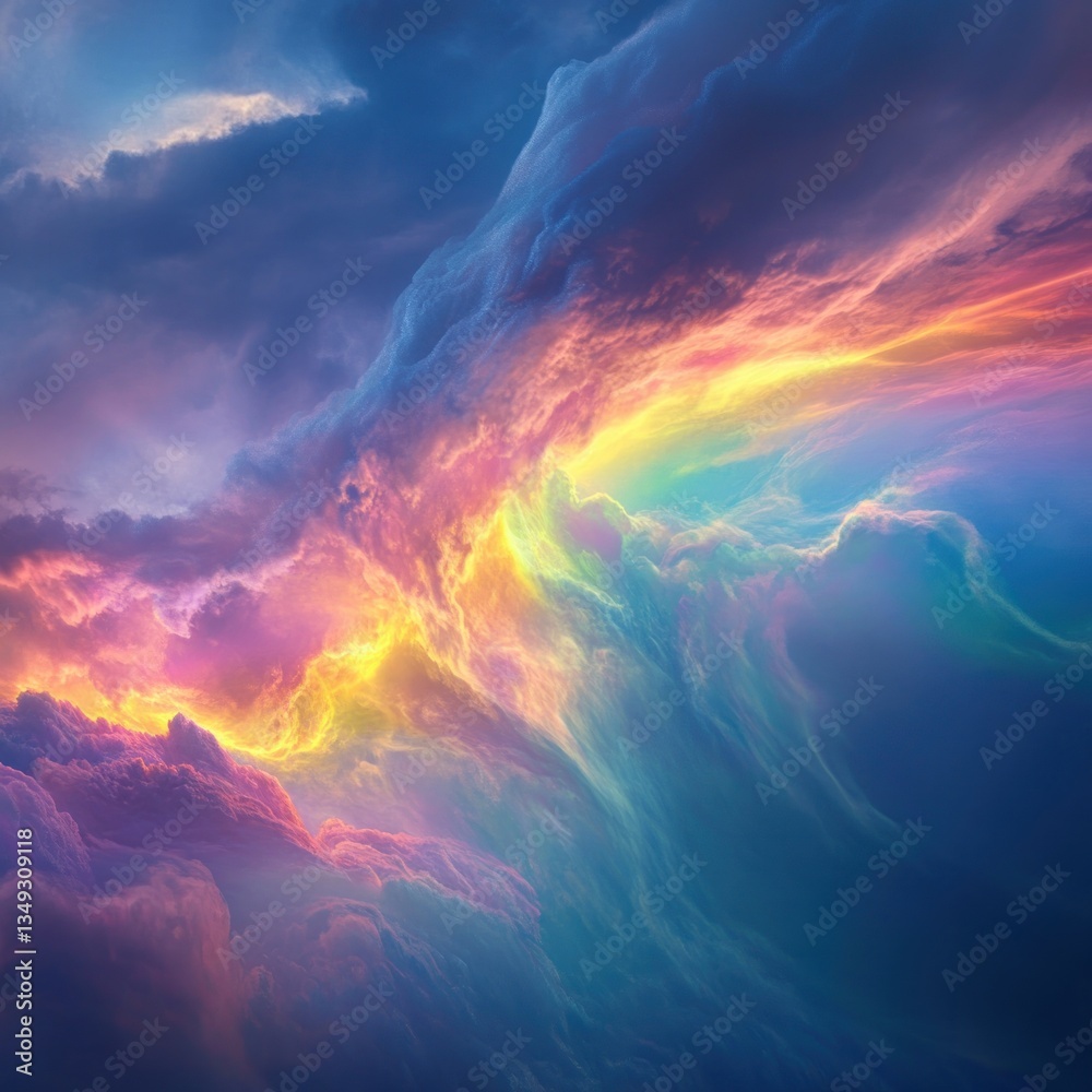 Fototapeta premium Luminous cloudscape with vibrant hues and ethereal atmosphere
