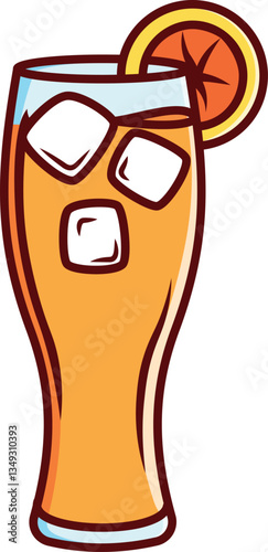 Orang Juice in Glass Vector Illustration Icon. Flat Cartoon Style