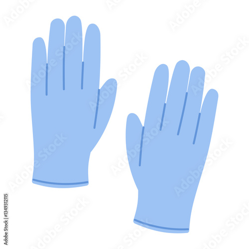 Blue rubber medical gloves. Flat vector isolated illustration