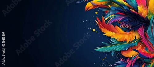 Vibrant Brazilian Carnival Banner on Dark Blue Background