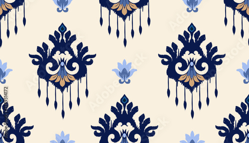 geometric ethnic vintage texture vector art design. textile fashion pattern line ikat seamless pattern and batik fabric texture asian background wallpaper geometry indian. Ethnic abstract ikat art .
