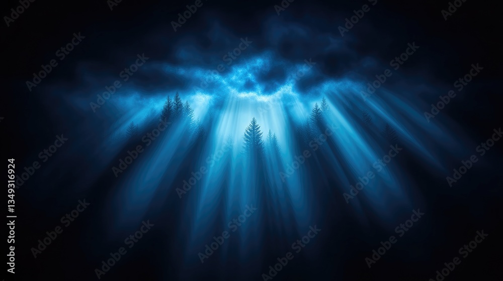 Fototapeta premium Mystical forest bathed in moonlight