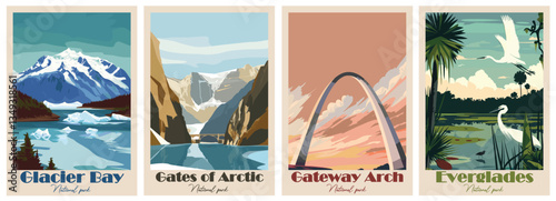 Collection Vintage National Park Posters National Park Art Prints, Nature Wall Art, and Mountain Print Travel Wall Art Living Room Bedroom Bathroom Decor.